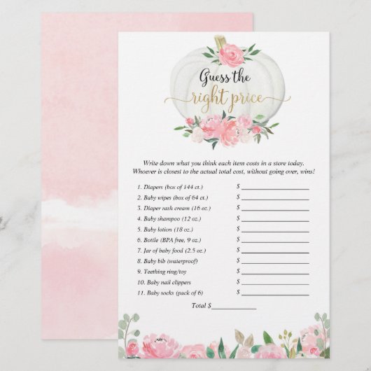 Raad eens de juiste prijs voor herfst pompoenen do (Voorkant / Achterkant)