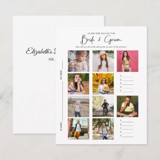 Raad eens de leeftijd | Foto Vrijgezellenfeest Gam Kaart (Voorkant / Achterkant)