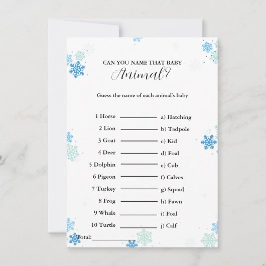 Raad eens de naam van de baby animal baby shower K Kaart (Voorkant)