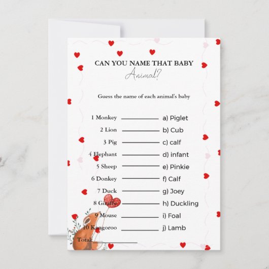 Raad eens de naam van de baby animal baby shower K Kaart (Voorkant)