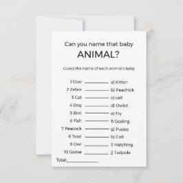 Raad eens de naam van het baby dier baby shower sp