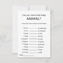 Raad eens de naam van het baby dier baby shower sp