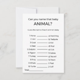 Raad eens de naam van het baby dier baby shower sp