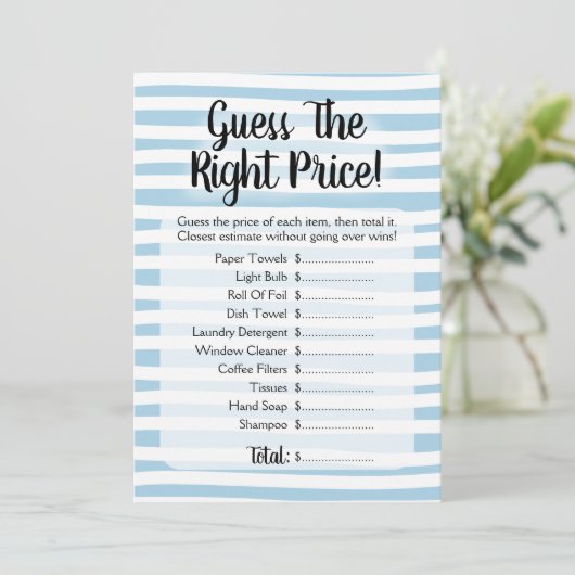 Raad eens de prijs die het Vrijgezellenfeest blauw Kaart (Staand voorkant)