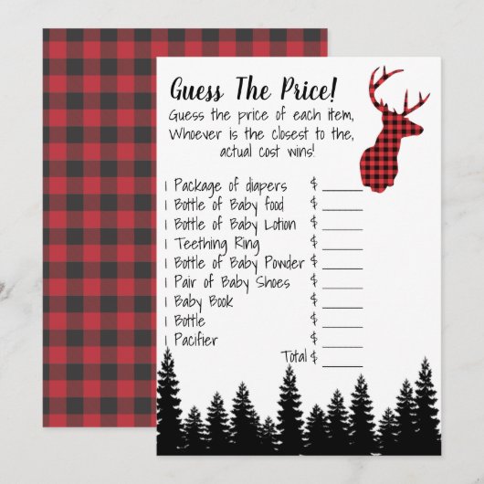 Raad eens de prijs van het Baby shower Kaart (Voorkant / Achterkant)