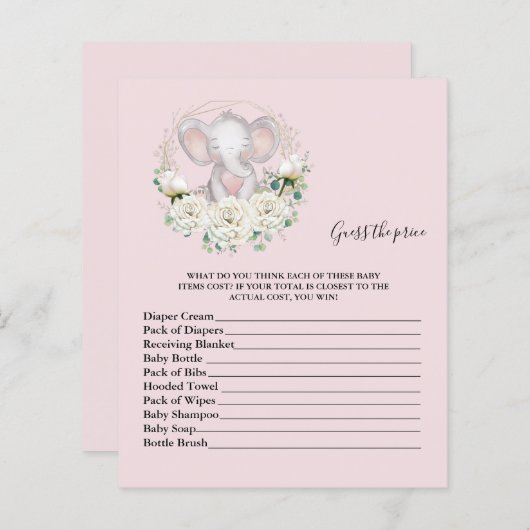 Raad eens de prijs van het Baby shower spel (Voorkant / Achterkant)