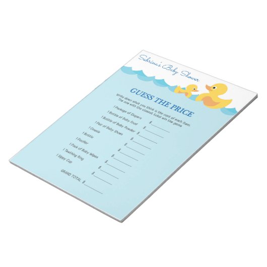 Raad eens de prijs van het Baby shower van de Rubb Notitieblok (Schuin)