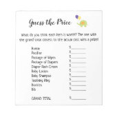 Raad eens de Prijs Wit met Cute Elephant Game Page Notitieblok (Voorkant)