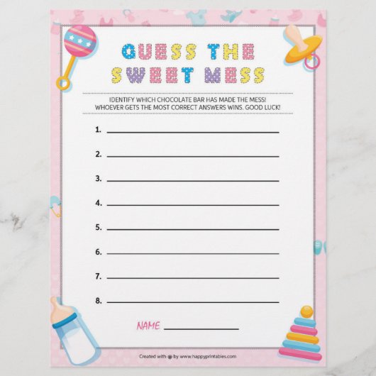 Raad eens de Sweet Mess [Baby Basics Pink] Briefhoofd (Voorkant)