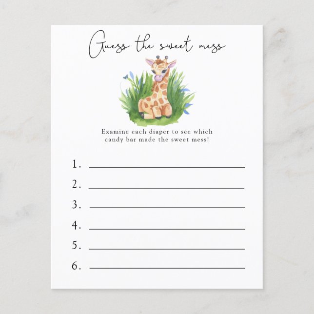 Raad eens de Sweet Mess - Baby shower Game (Voorkant)
