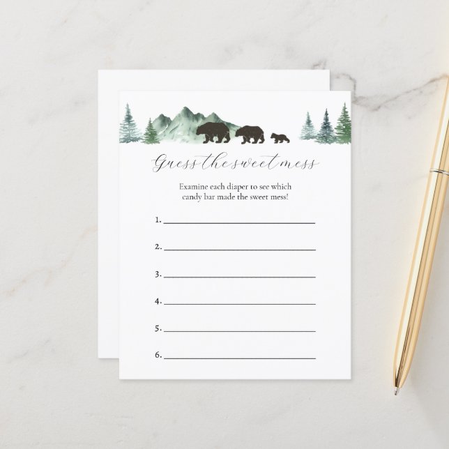 Raad eens de Sweet Mess Baby shower Game (Voorkant / Achterkant in situ)