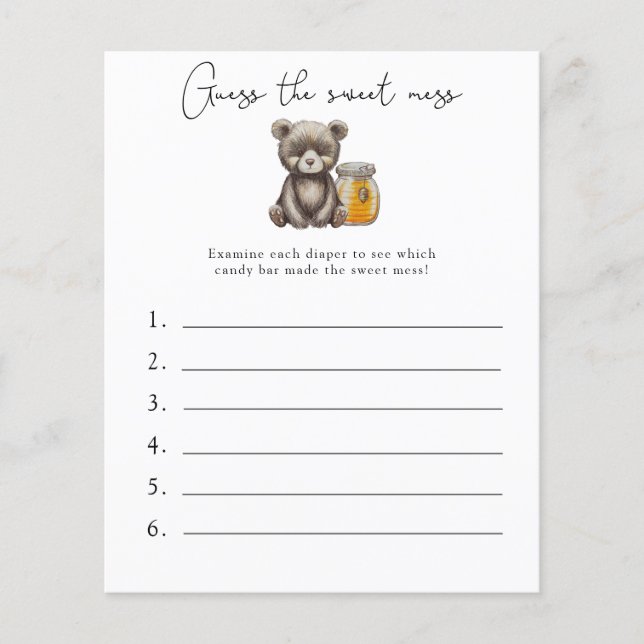 Raad eens de Sweet Mess - Baby shower Game (Voorkant)