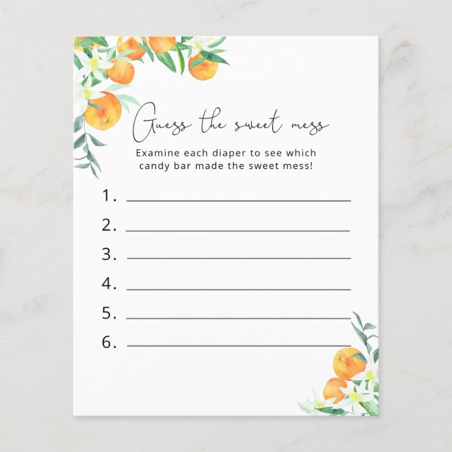 Raad eens de Sweet Mess - Baby shower Game (Voorkant)