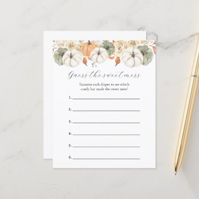 Raad eens de Sweet Mess Baby shower Game (Voorkant / Achterkant in situ)