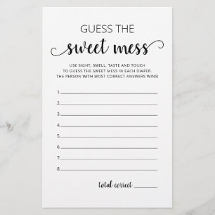 Raad eens de Sweet Mess Baby shower Game