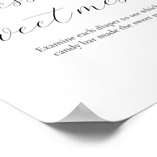 Raad eens de Sweet Mess Baby shower Sign Poster (Hoek)