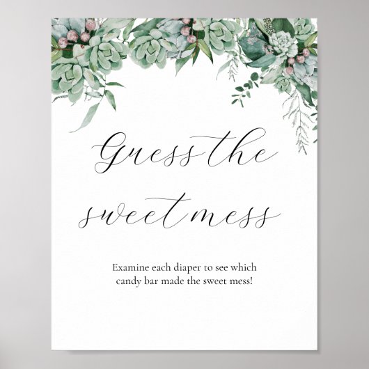 Raad eens de Sweet Mess Baby shower Sign Poster (Voorkant)