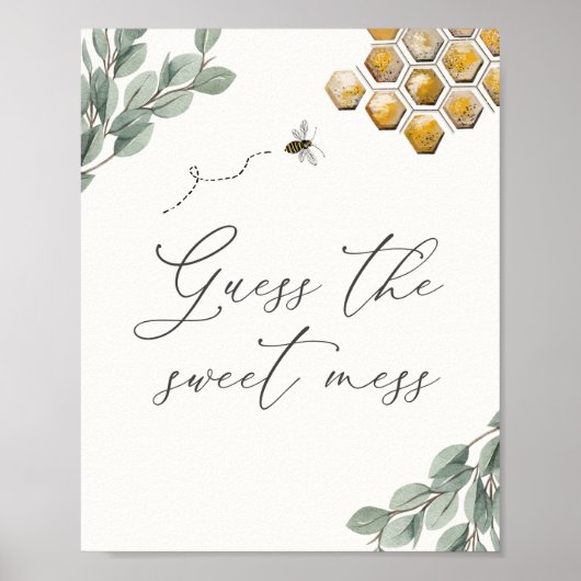 Raad eens de Sweet Mess Bee Eucalyptus Sign Poster (Voorkant)