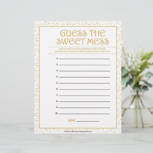 Raad eens de Sweet Mess [Golden Sparkles] Briefhoofd (Staand voorkant)