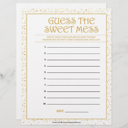 Raad eens de Sweet Mess [Golden Sparkles] Briefhoofd (Voorkant / Achterkant)