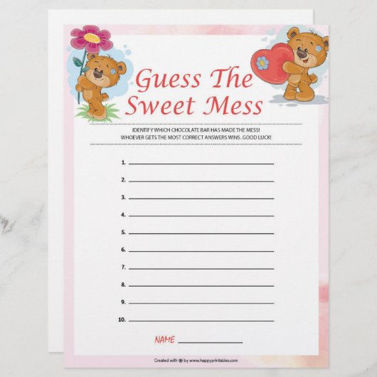 Raad eens de zoete muis [ Teddy Bears ] Briefhoofd (Voorkant / Achterkant)