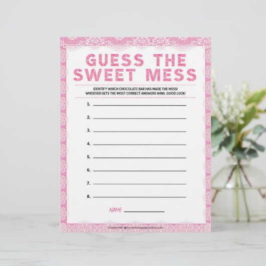 Raad eens de zoete smess [Luxury Lace [Roze]] Briefhoofd (Staand voorkant)