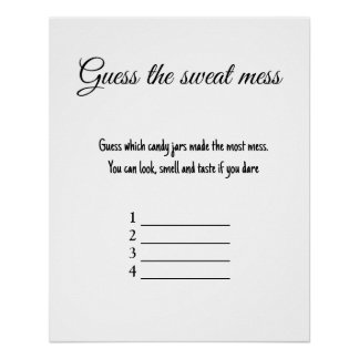Raad eens de zweet puinhoop baby shower spel perfect poster