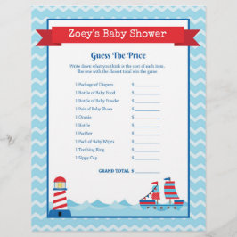 Raad eens het Baby shower Prijsspel Nautical Theme
