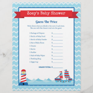 Raad eens het Baby shower Prijsspel Nautical Theme