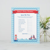 Raad eens het Baby shower Prijsspel Nautical Theme (Staand voorkant)