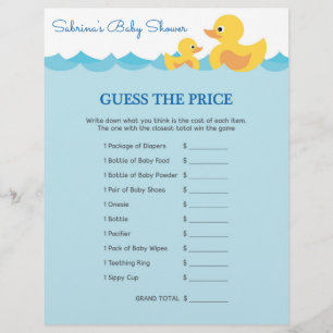 Raad eens het Baby shower Prijsspel Rubber Duck
