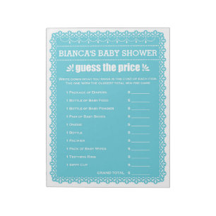 Raad eens het Baby shower van de Prijs Blue Papel  Notitieblok