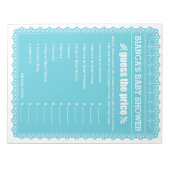 Raad eens het Baby shower van de Prijs Blue Papel Notitieblok (Voorkant)