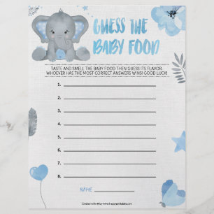 Raad eens het Baby voedsel [Baby olifant [blauw]] Briefhoofd