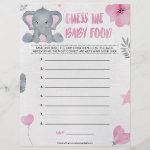 Raad eens het Baby voedsel [Baby olifant [roze]] Briefhoofd