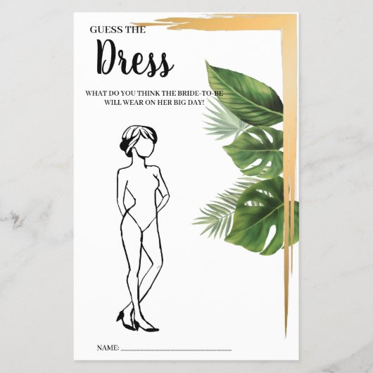 Raad eens het Dress Tropical Palm Vrijgezellenfees Flyer (Voorkant)