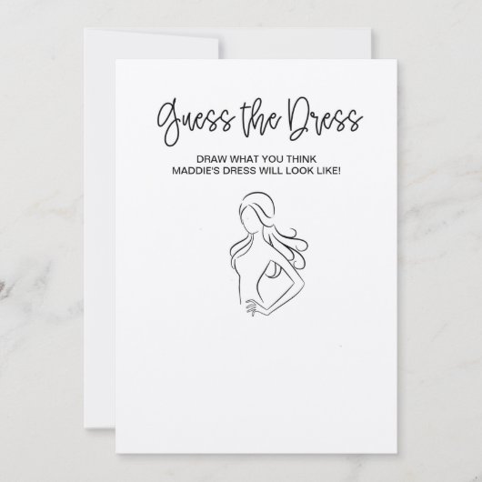 Raad eens het dress Vrijgezellenfeest Game Kaart (Voorkant)