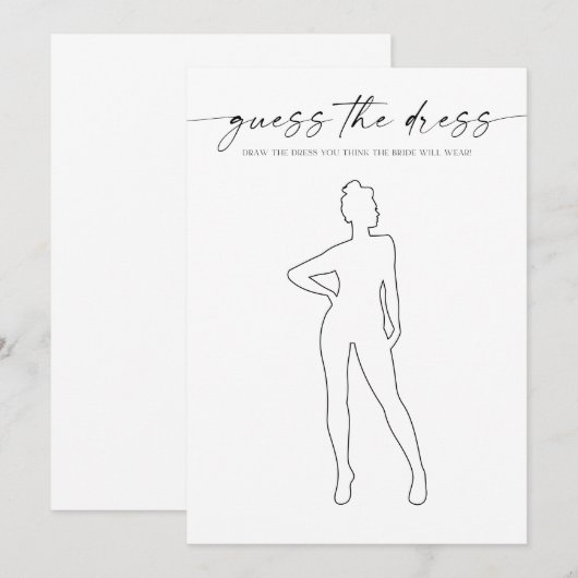 Raad eens het dress Vrijgezellenfeest Game Programmakaart (Voorkant / Achterkant)
