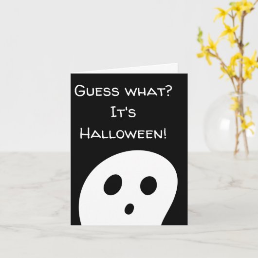 Raad eens? Het is Halloween! Boo Kaart (Gele Bloem)