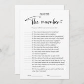 Raad eens het nummer Vrijgezellenfeest spel Kaart (Voorkant / Achterkant)