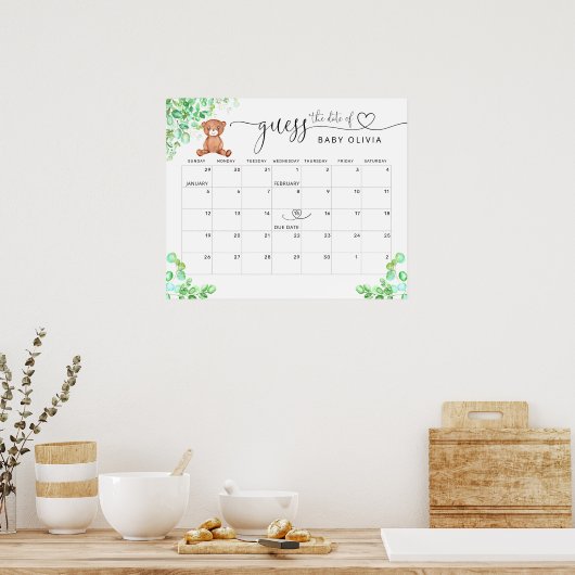 Raad eens het Poster Beer Verschuldigde agenda (Keuken)