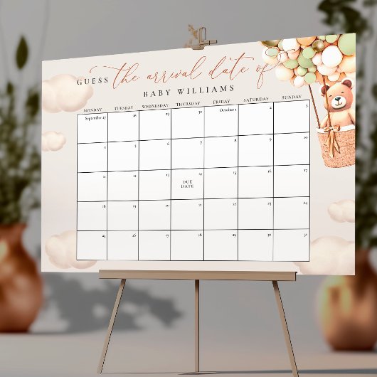 Raad eens het Poster 'The Due Date Calendar Green 