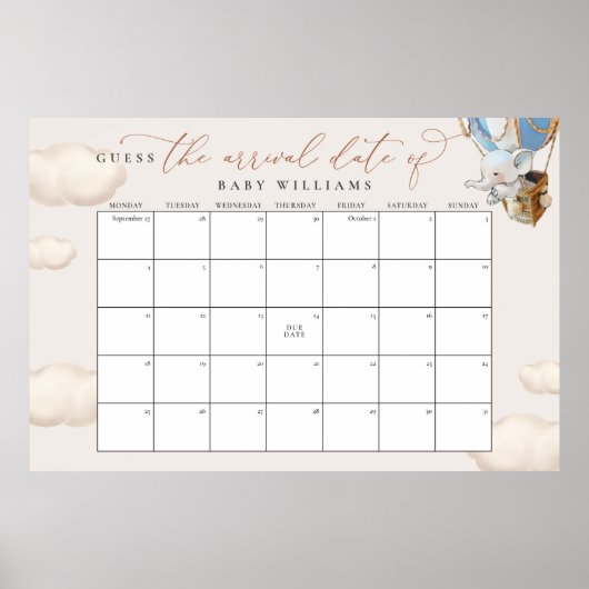 Raad eens het Poster van de Verschuldigde Kalender (Voorkant)