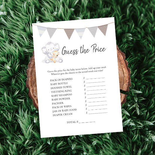 Raad eens het prijsspel Modern Baby Elephant Kaart