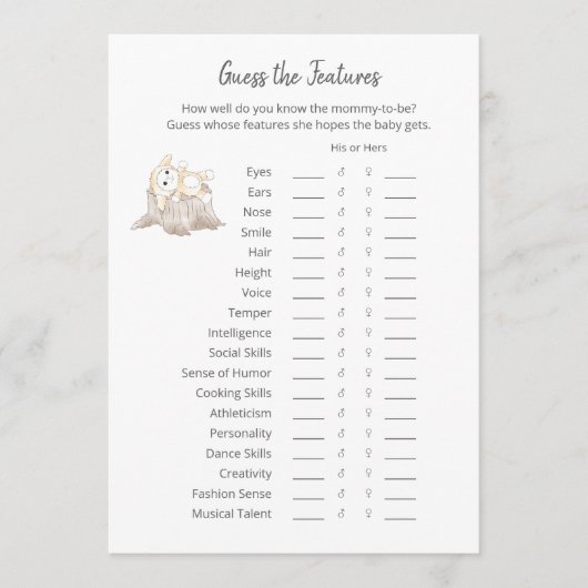 Raad eens het spel Baby Elephant Kaart (Voorkant)