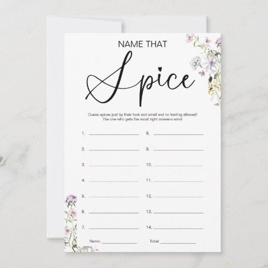 Raad eens het Spice Vrijgezellenfeest spel Kaart (Voorkant)