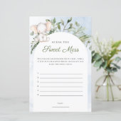 Raad eens het Sweet Mess Blue Baby shower Game (Staand voorkant)