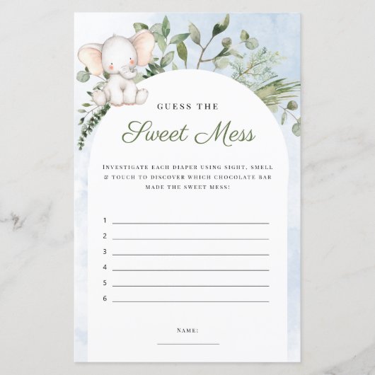 Raad eens het Sweet Mess Blue Baby shower Game (Voorkant)