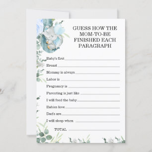 Raad eens hoe het Baby shower van de pindanoot Ele Kaart