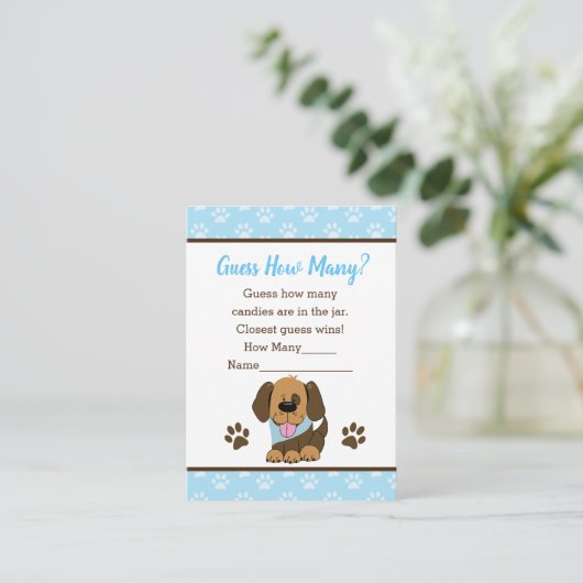 Raad eens hoeveel Baby shower bruine puppy Dog Gam Informatiekaartje (Staand voorkant)